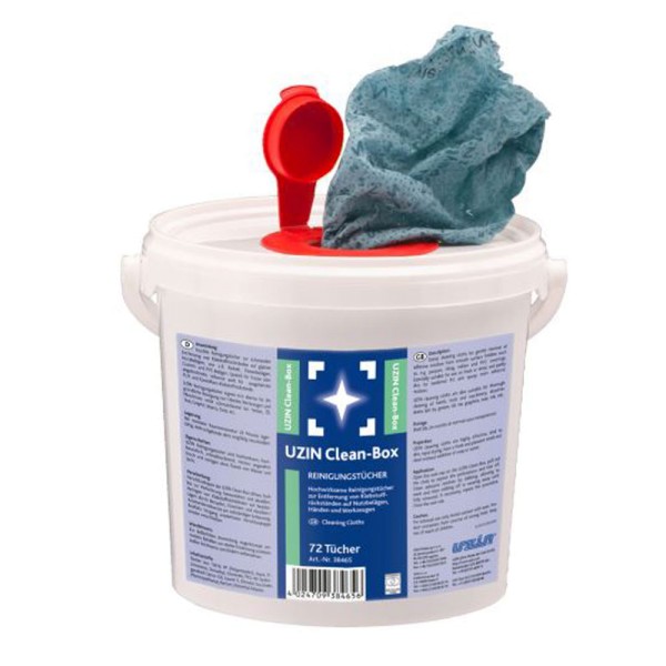 UZIN Clean-Box Hochwirksame Tücher zur Entfernung von Klebstoffrückständen auf Nutzbelägen, Händen und Werkzeugen auf Bodenchemie.de